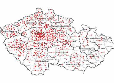 Mapa realizací anhydritových podlah, izolací, dilatací, topení...