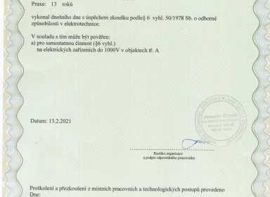 OSVĚDČENÍ vyhlášky 50_1978 Sb.